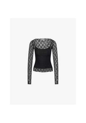 Womens Dissh Lizzie Long-Sleeves Stretch-Woven Top