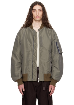 sacai Taupe Nylon Twill Bomber Jacket