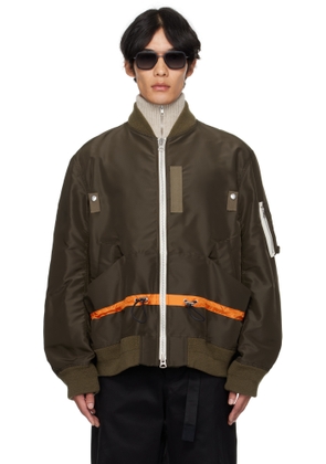 sacai Khaki Nylon Twill Blouson Bomber Jacket