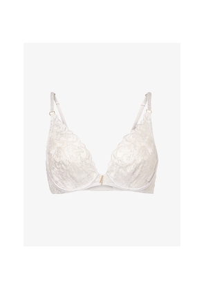Womens Aubade Satin Memories Underwired Triangle Floral-Lace Bra