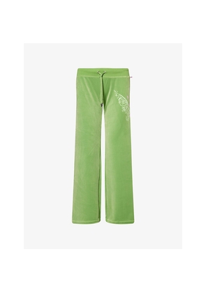 Womens Juicy Couture x Disney Tink Straight-Leg Stretch-Woven Jogging Bottoms