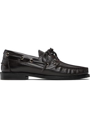 Aeyde Brown Harris Leather Boat Shoes