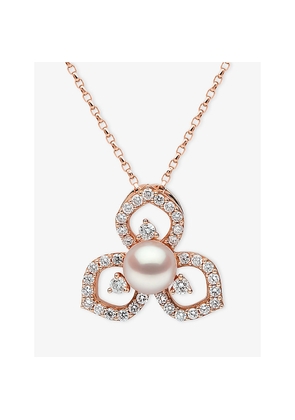 Yoko London Petal 18ct Rose Gold, 0.41ct Brilliant-Cut Diamond and Akoya-Pearl Pendant Necklace