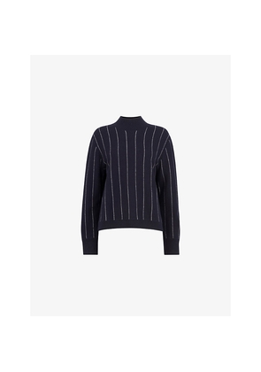 Womens Whistles Striped Funnel-Neck Wool Jumper