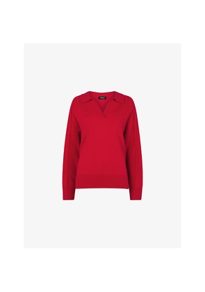 Womens Whistles Open-Collar Long-Sleeve Wool Jumper