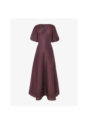 Womens Whistles Taffeta Puff-Sleeve Silk-Blend Maxi Dress