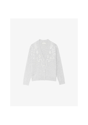 Womens Zadig&Voltaire Mirkaz Rhinestone-Embellished Cashmere Cardigan