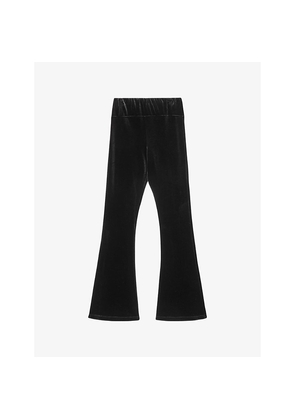 Womens Allsaints Zanni Flared-Leg High-Rise Stretch-Velvet Trousers