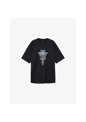 Mens Allsaints Swords Graphic-Print Relaxed-Fit Cotton T-Shirt