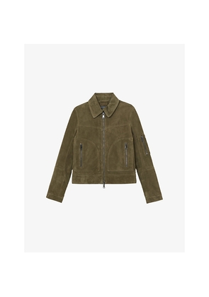 Womens Reiss Tate Long-Sleeve Suede Jacket