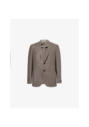 Mens Corneliani Herringbone Single-Breasted Wool and Cashmere Blazer