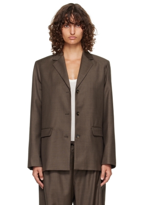Loulou de Saison Brown Marcia Chambray Wool Blazer