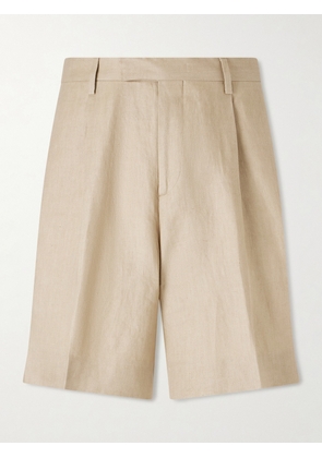 Lardini - Straight-Leg Pleated Twill Shorts - Men - Neutrals - IT 46