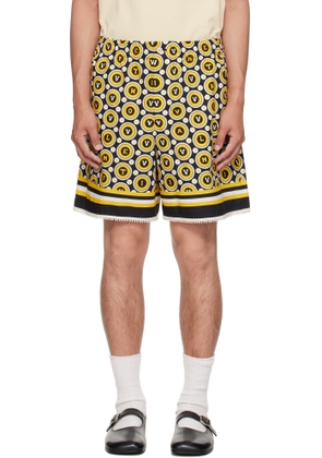 Valentino Black & Yellow Bulles Royales Print Shorts