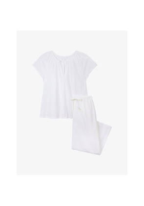 Womens The White Company Broderie-Anglaise Relaxed-Fit Cotton Pyjama Set