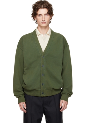 JW Anderson Green Garment-Dyed Cardigan