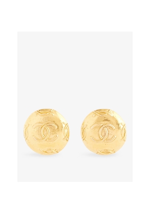 Womens Reselfridges Pre-Loved Chanel Cc-Logo Round Gold-Plated Metal Clip-On Earrings