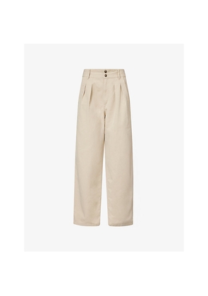 Womens Isabel Marant Etoile Nadine Wide-Leg Cotton and Linen-Blend Trousers