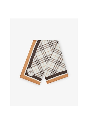 Womens Burberry Check Knight Stamp Silk Scarf