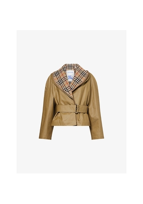 Womens Burberry Carlton Shawl-Lapel Cotton Jacket