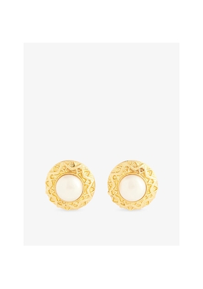 Womens Reselfridges Pre-Loved Chanel Round Faux-Pearl Gold-Plated Metal Clip-On Earrings