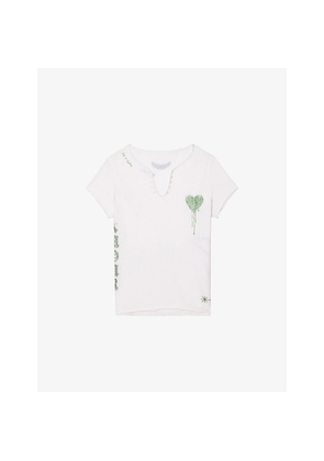 Womens Zadig&Voltaire Henley Graphic-Print Cotton T-Shirt