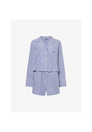 Womens Polo Ralph Lauren Stripe Crop Boxer Short Cotton Pyjama Set