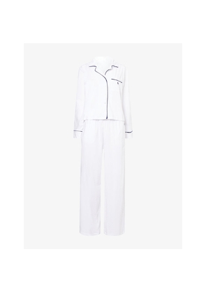 Womens Polo Ralph Lauren Contrast-Trim Long-Sleeve Cotton-Jersey Pyjama Set