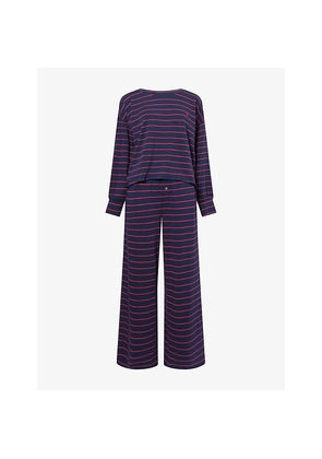 Womens Polo Ralph Lauren Stripe Wide-Leg Jersey Pyjama Set