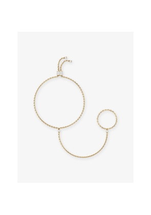 Womens Phoria Stellar 18ct Yellow-Gold Vermeil Plated Sterling-Silver and White Topaz Hand Chain