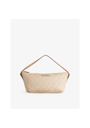 Womens Reselfridges Pre-Loved Gucci GG Canvas Boat Shoulder Bag