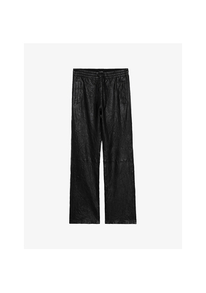 Womens Zadig&Voltaire Elasticated-Waist Straight-Leg Leather Trousers