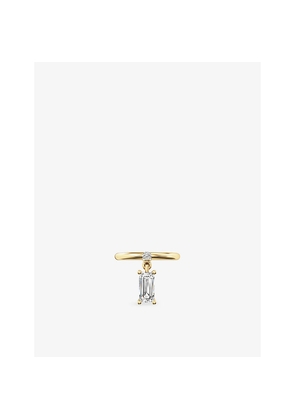 Womens Phoria Mini Pierced 18ct Yellow-Gold Vermeil and Emerald-Cut White Topaz Drop Ring