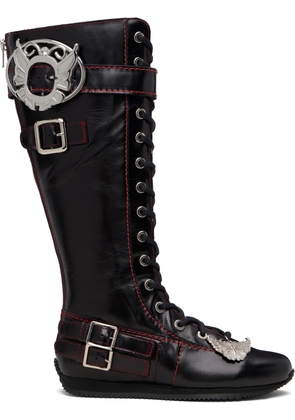 Chopova Lowena Black Chunky Lace Up Stefanie Tall Boots