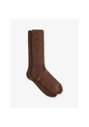 Womens Adanola Ribbed Brand-Embroidery Knitted Socks