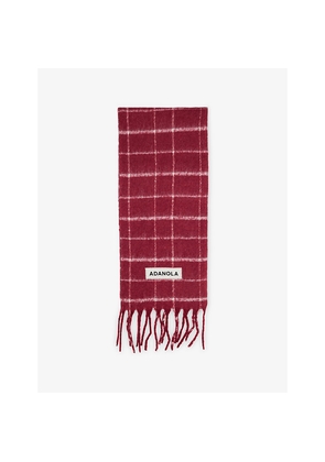 Womens Adanola Checked Logo-Patch Woven Scarf