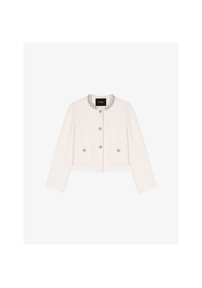 Womens Maje Pearl-Trim Tweed Jacket