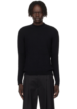 Ernest W. Baker Black Mock Neck Cable-Knit Sweater