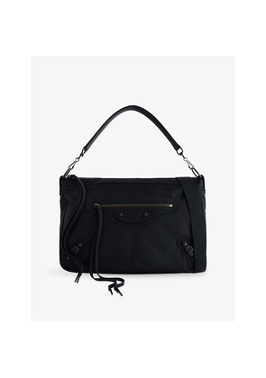 Mens Balenciaga Le City Moto Medium Shell-Woven Bag