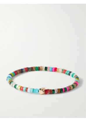 Luis Morais - 14-Karat Gold, Agate and Sapphire Beaded Bracelet - Men - Multi