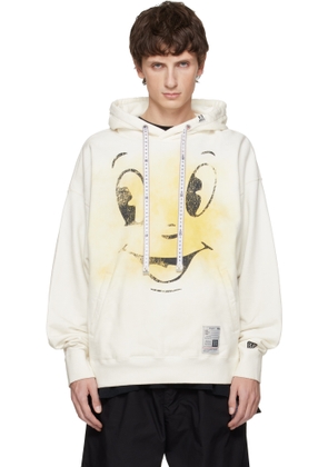 Maison MIHARA YASUHIRO White Happy Face Printed Distressed Hoodie