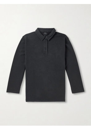 A.P.C. - Logo-Embroidered Cotton-Jersey Polo Shirt - Men - Black - XS
