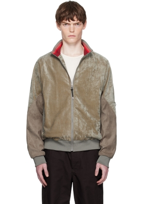 Toga Virilis Khaki Velvet Track Jacket