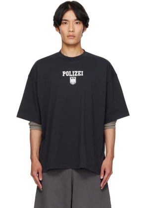 VETEMENTS Black 'Polizei' Regular T-shirt