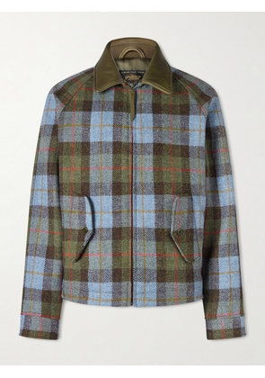Golden Bear - Dunbar Leather-Trimmed Checked Wool Jacket - Men - Green - XS
