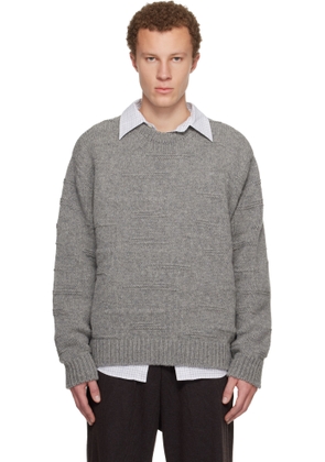 WOOYOUNGMI Gray Textured Stripe Wool Sweater