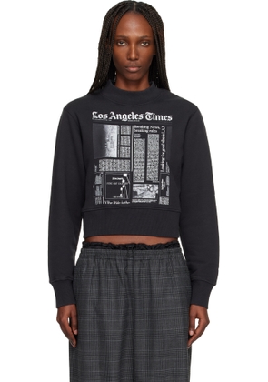 Palm Angels Black LA Times Edition News Fitted Crew Sweatshirt