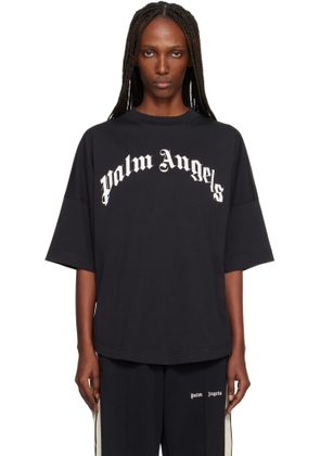 Palm Angels Black Curved Logo Over T-shirt