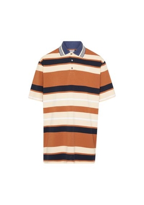 Oversized fit polo in cotton and linen with stripes