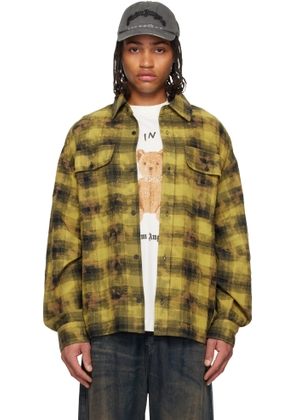 Palm Angels Yellow & Black Curved Logo Check Shirt